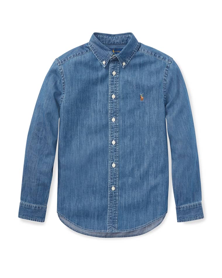 Image Ralph Lauren Childrenswear Boy's Woven Chambray Shirt, Size S-XL