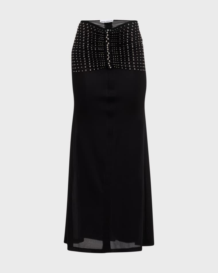 Image Rabanne Stud Ruched Maxi Skirt