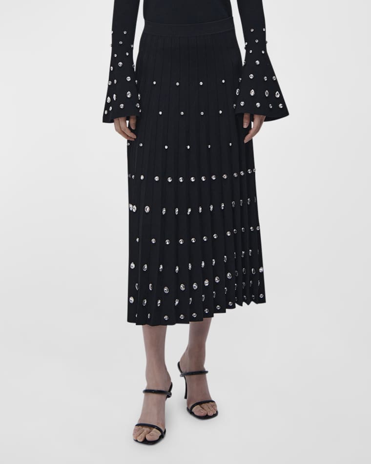 Image SIMKHAI Primrose Spangled Midi Skirt with Crystals