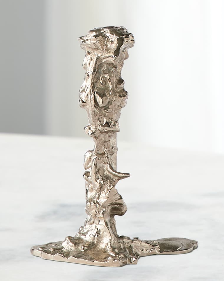 Image POLSPOTTEN Silver Drip Candle Holder - 10"