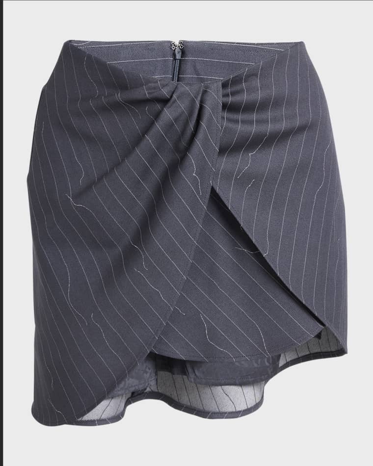 Image Off-White Broken Pinstripe Twisted Mini Skirt