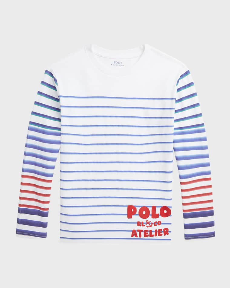 Image Ralph Lauren Childrenswear Boy's Striped Heavyweight Jersey Shirt, Size S-XL