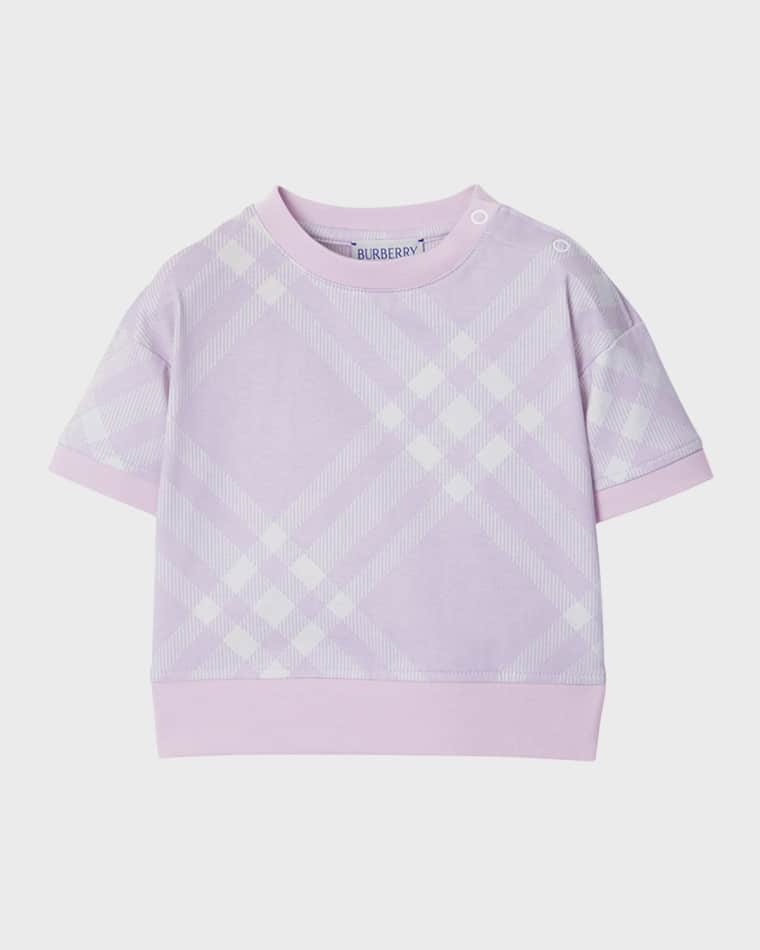 Image Burberry Girl's Bias Pastel Check Short-Sleeve T-Shirt, Size 18M-2