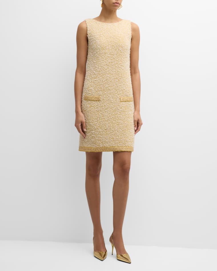 Image St. John Pastel Eyelash Paillette Tweed Sleeveless Dress