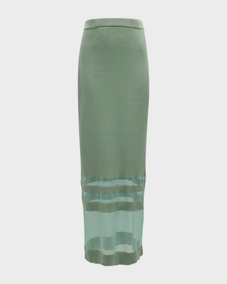 Image ADEAM Cassandra Knit Maxi Skirt with Mesh Detail