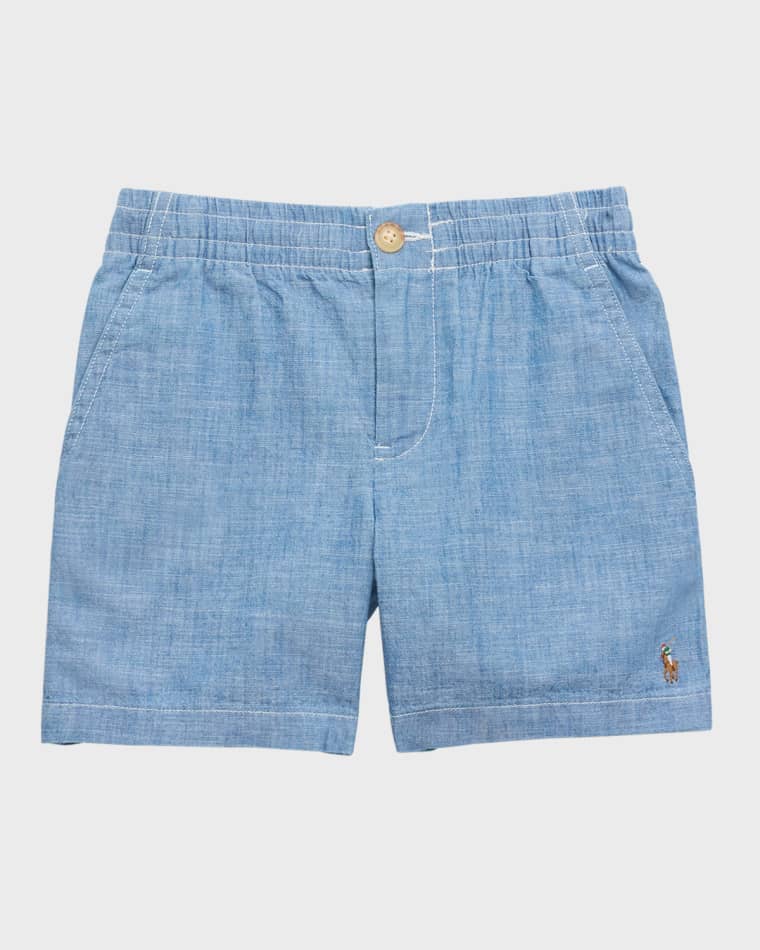 Image Ralph Lauren Childrenswear Boy's Chambray Prepster Shorts, Size 2-7