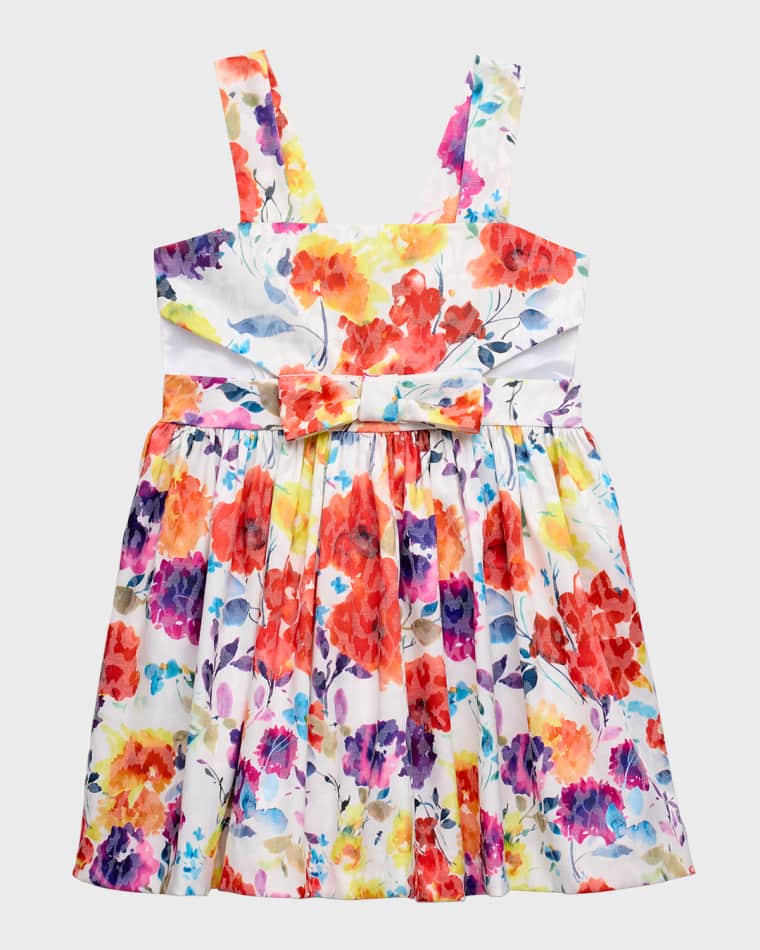 Image Helena Girl's Cutout Bow Floral Sundress, Size 4-6