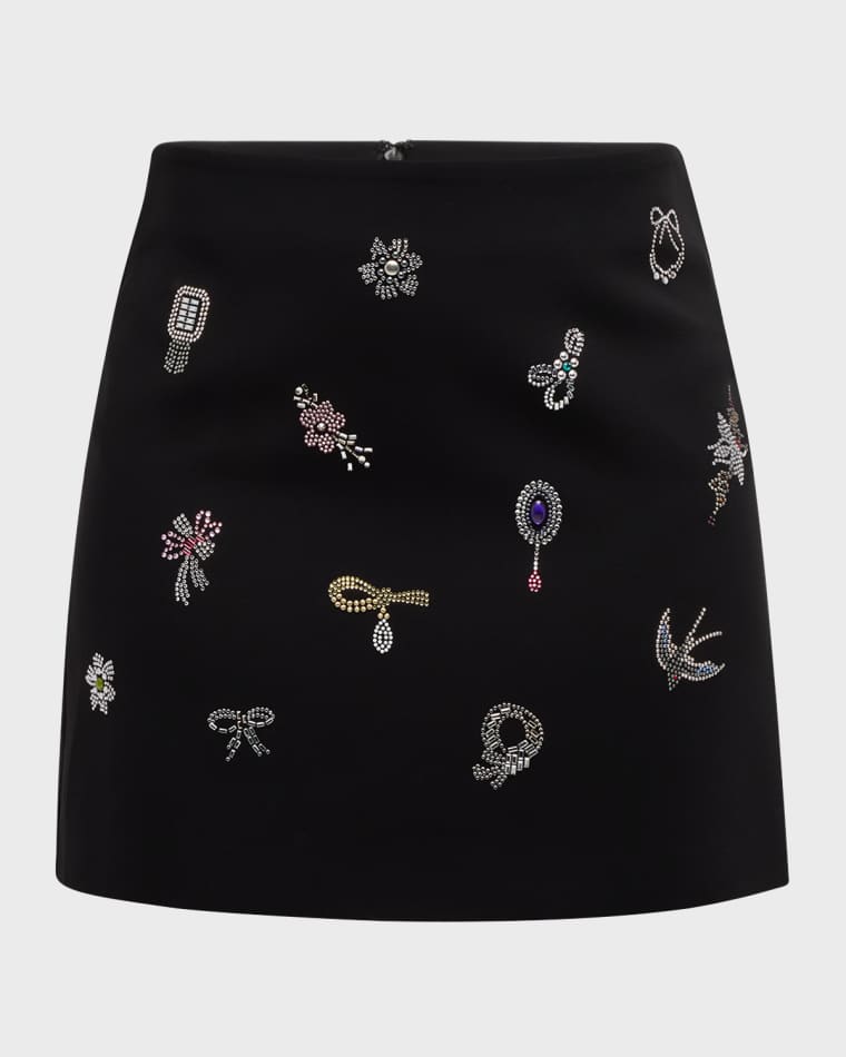 Image Cinq a Sept Doris Heatset Brooches Embroidered Mini Skirt