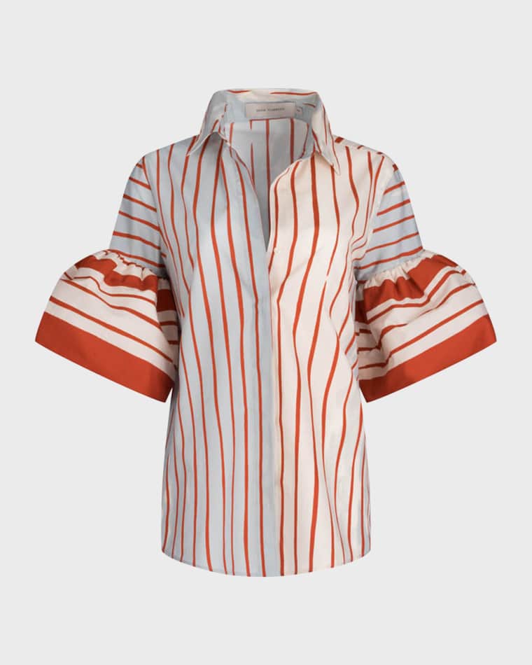 Image Silvia Tcherassi Sausalito Sunset Striped Helina Voluminous Blouse
