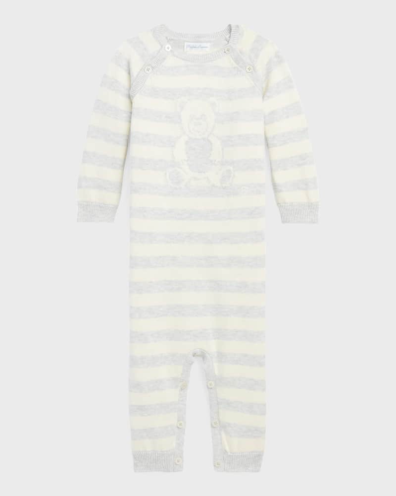 Boy's Striped Bear Coverall  Size 3M-12M
