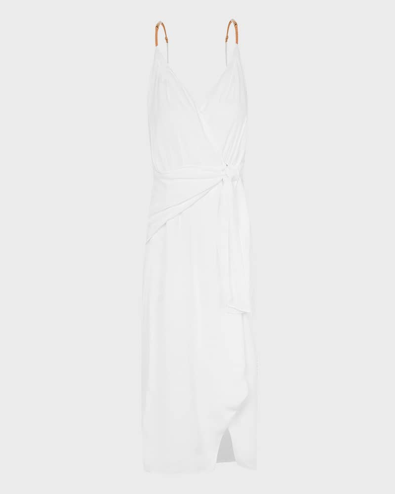 Solid Carly Midi Wrap Dress 