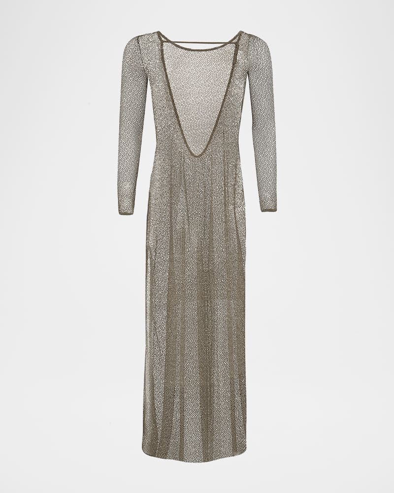 Solid Lexia Sheer Backless Maxi Dress Coverup 