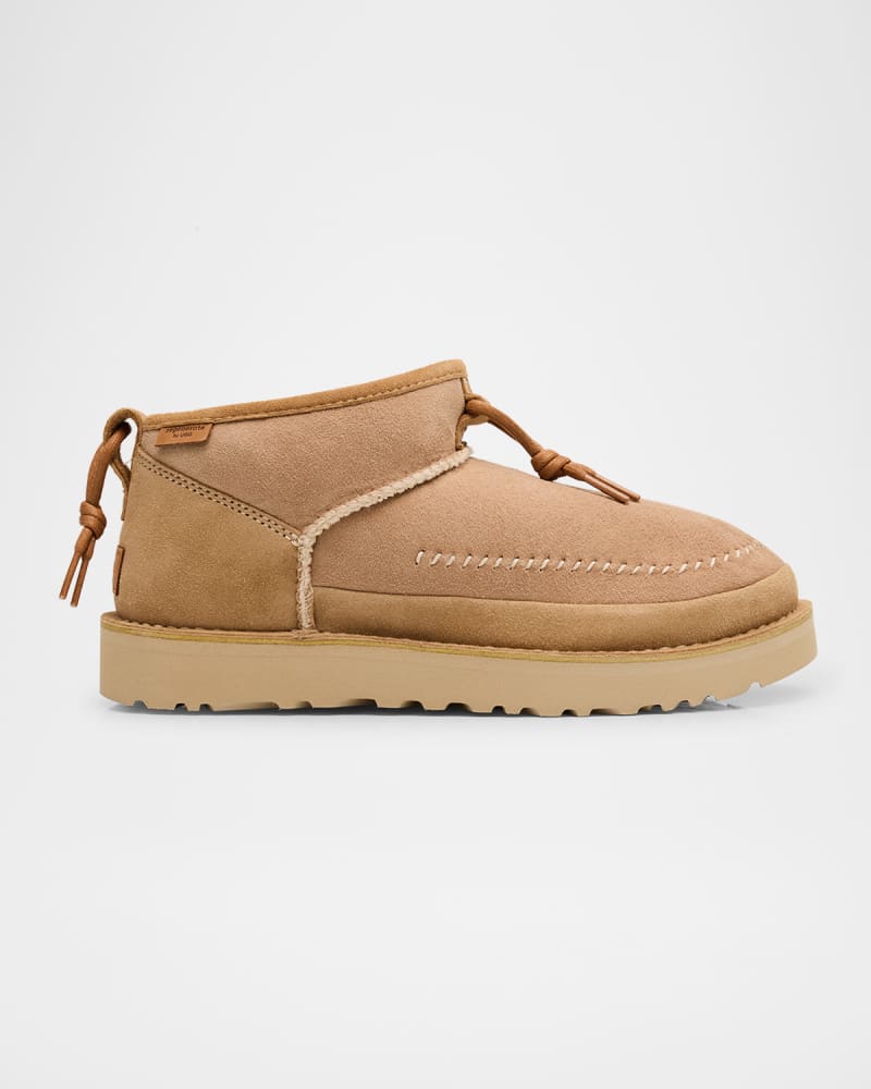Ultra Mini Suede Shearling Ankle Boots
