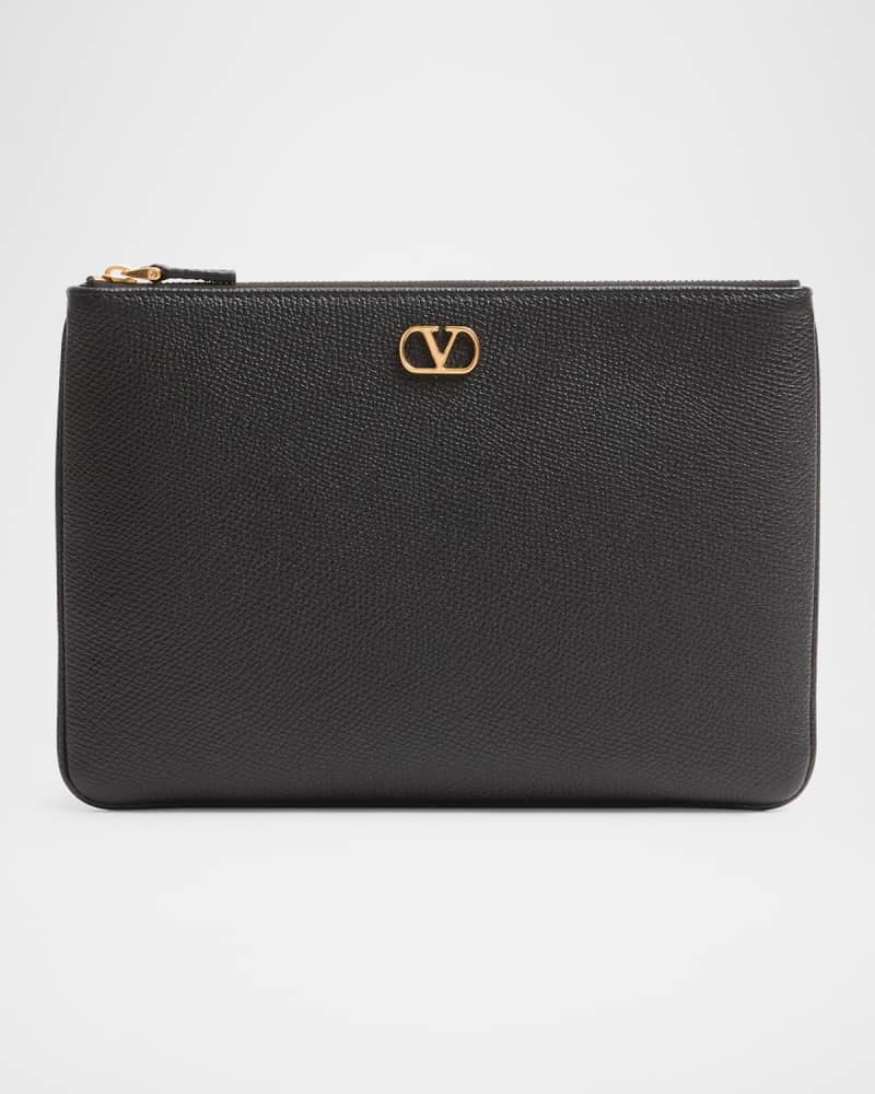 Medium VLOGO Leather Flat Pouch Bag