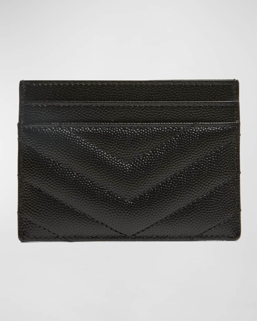 YSL Monogram Card Case in Grained Leather