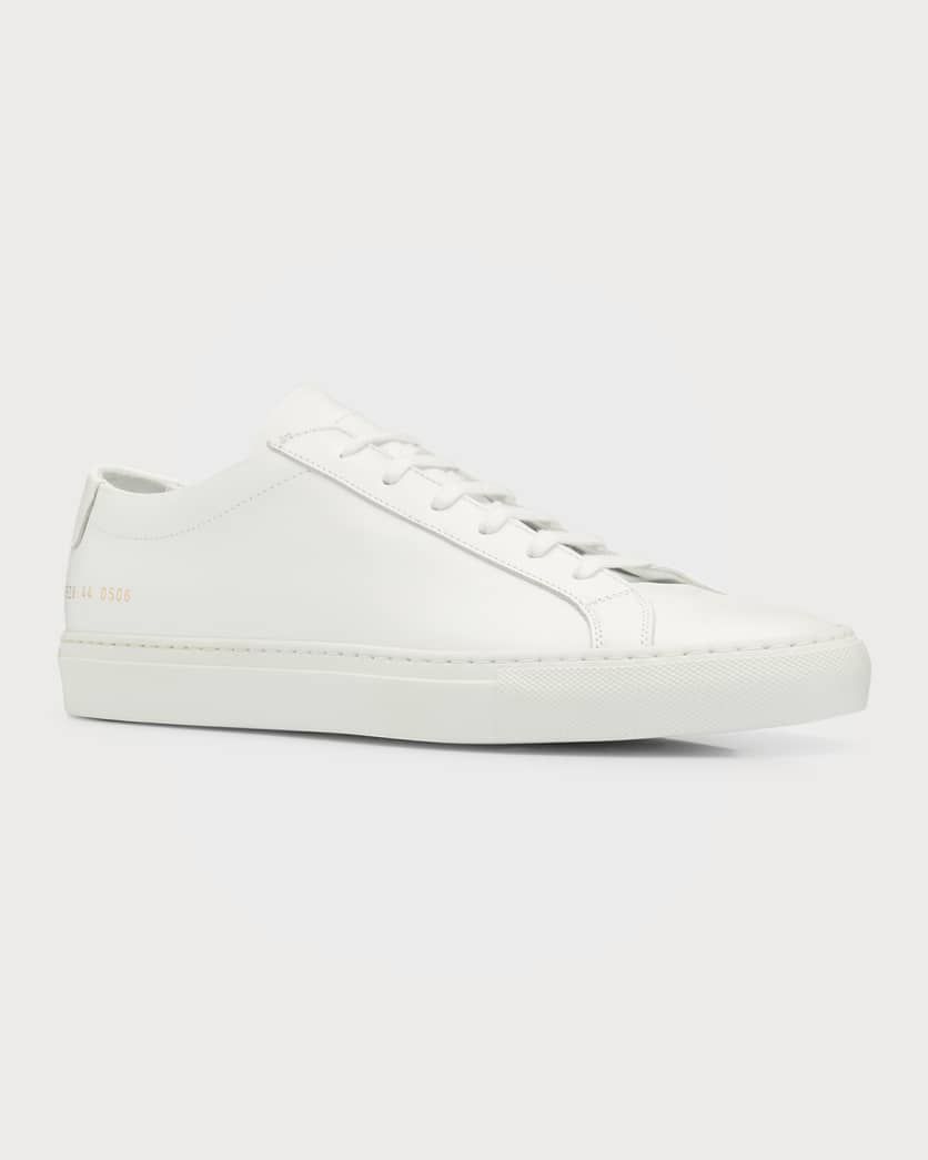 Men's Achilles Leather Low-Top Sneakers, White