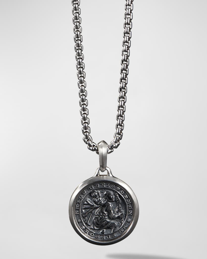 Men's St. Christopher Pendant in Silver, 34.5mm 2