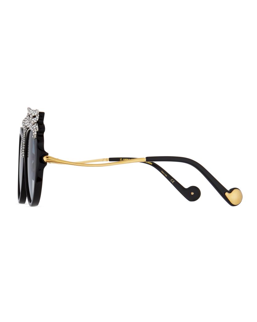 Rose et la Roue Round Crystal-Embellished Leopard Sunglasses