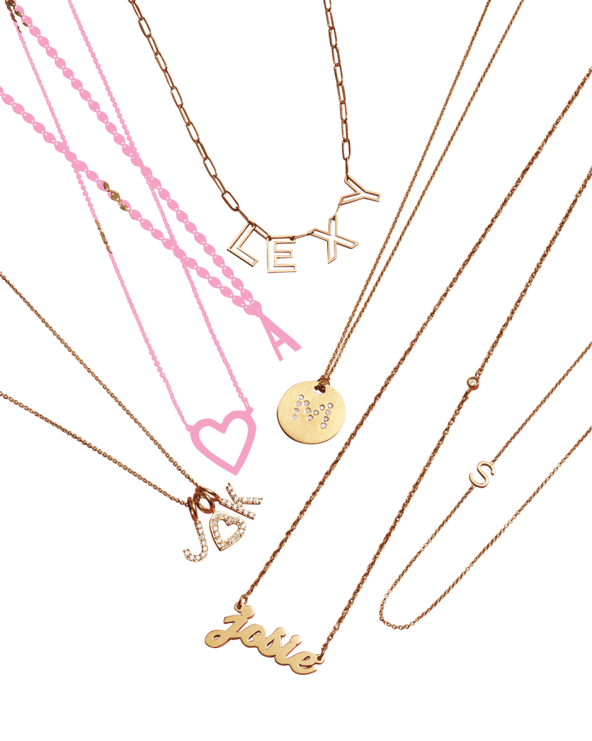 14k Yellow Gold Mini Letter Necklace