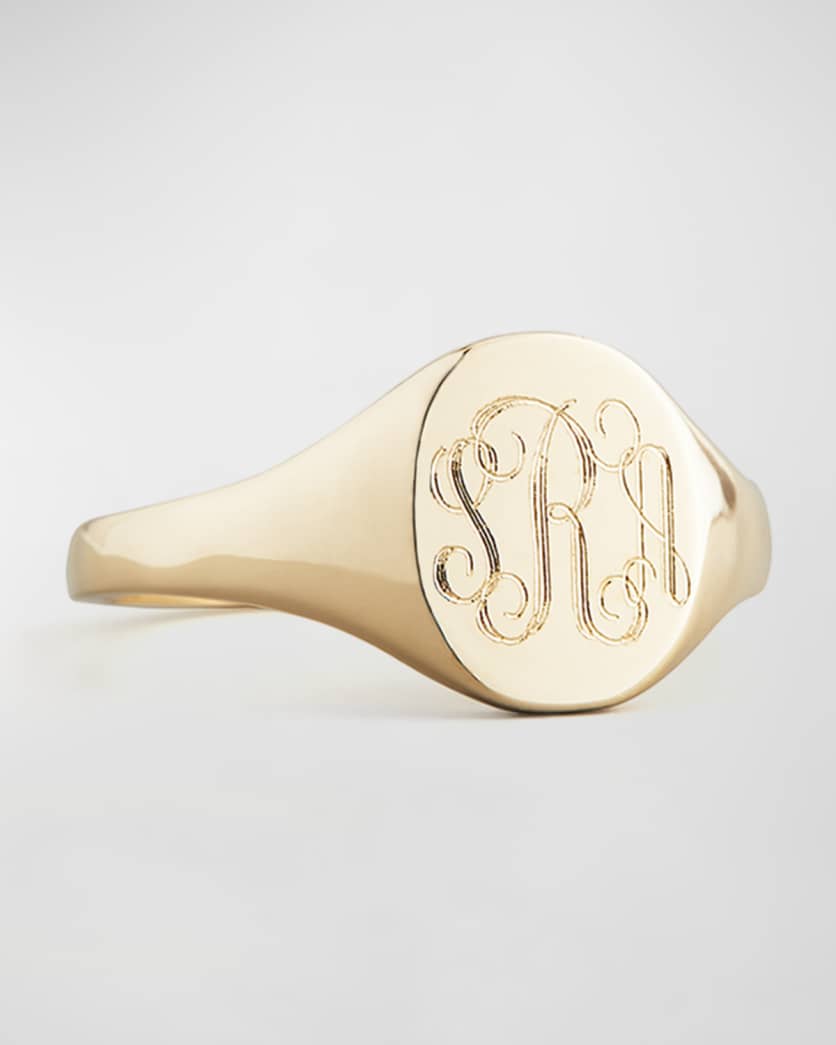 14K Gold Lana Monogrammed Oval Signet Ring, Petite 0