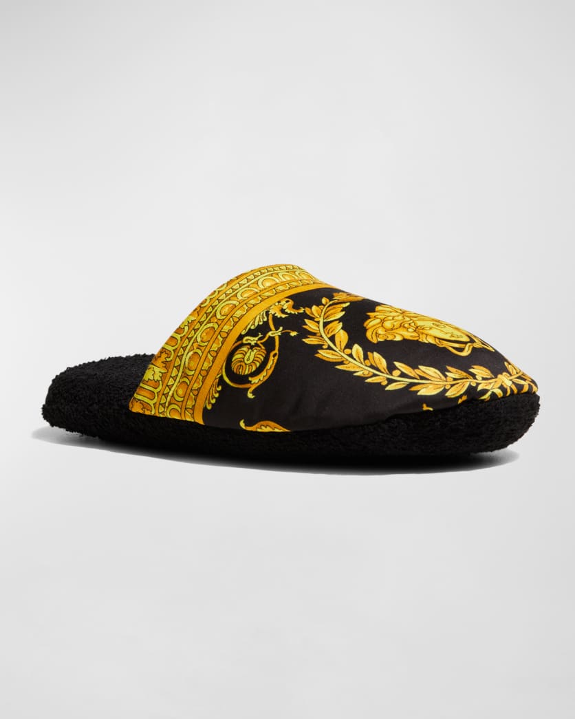 Men's Barocco-Print Mule Slippers