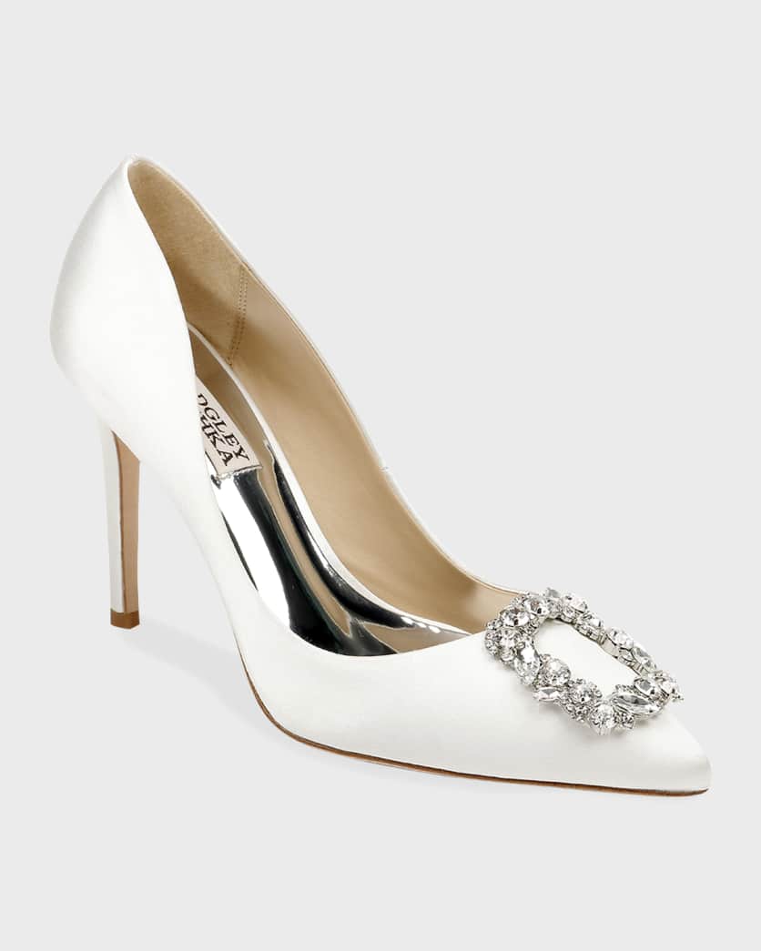 Cher Satin Buckle Cocktail High-Heel Pumps
