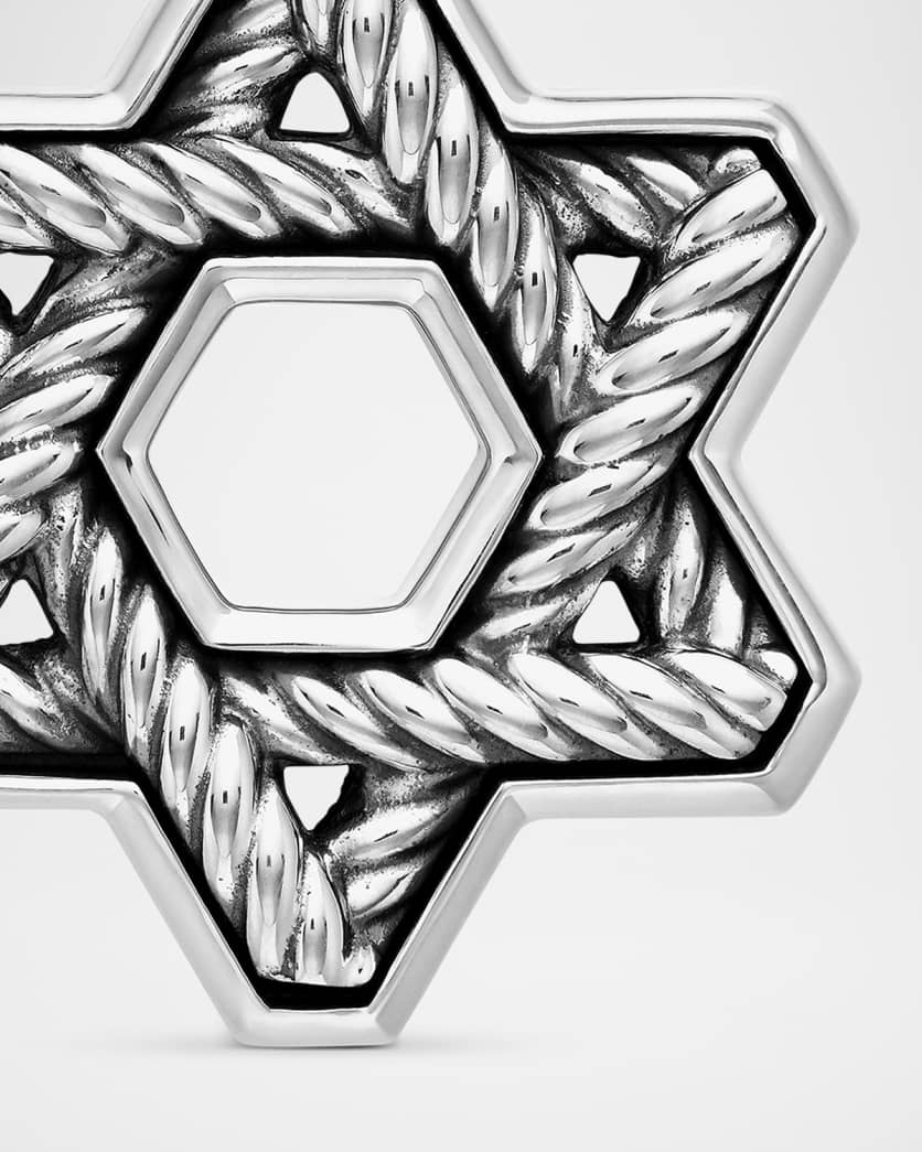 Men's Cable Star of David Pendant in Silver, 19mm