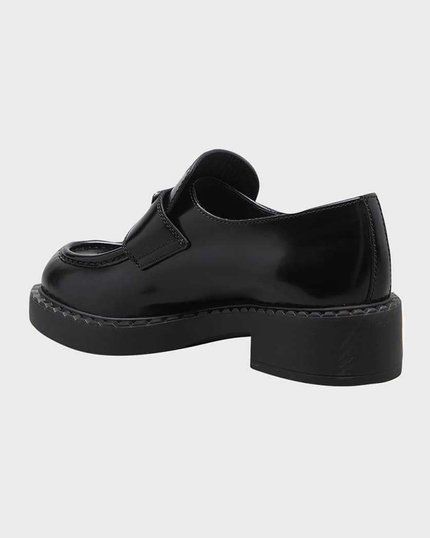 Leather Triangle Logo Loafers