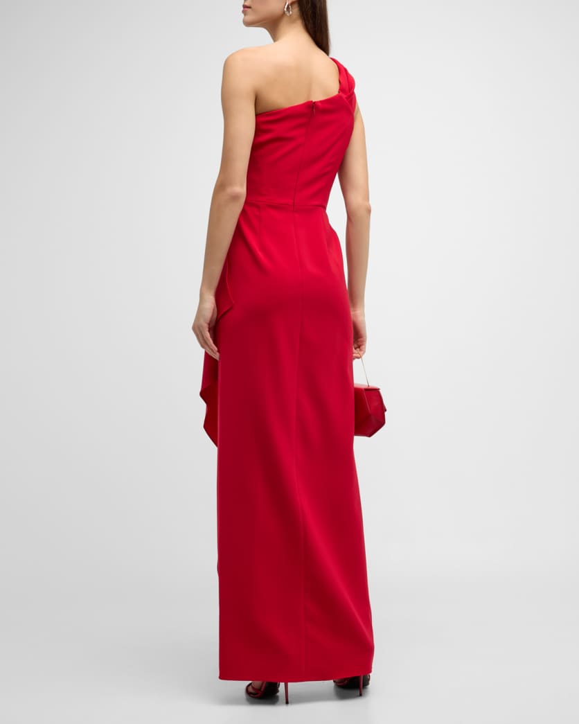 One-Shoulder Draped Stretch Crepe Gown