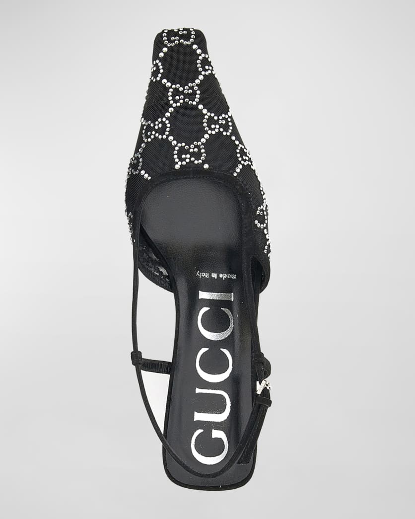 Tom Crystal GG Mesh Slingback Pumps