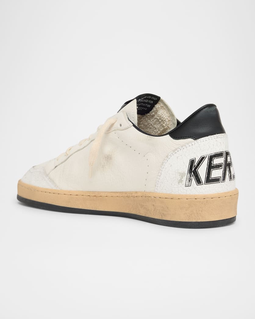 Men's Ball Star Distressed Leather Low-Top Sneakers
