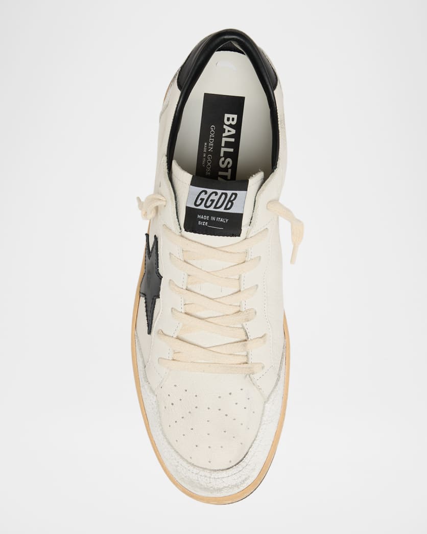 Men's Ball Star Distressed Leather Low-Top Sneakers