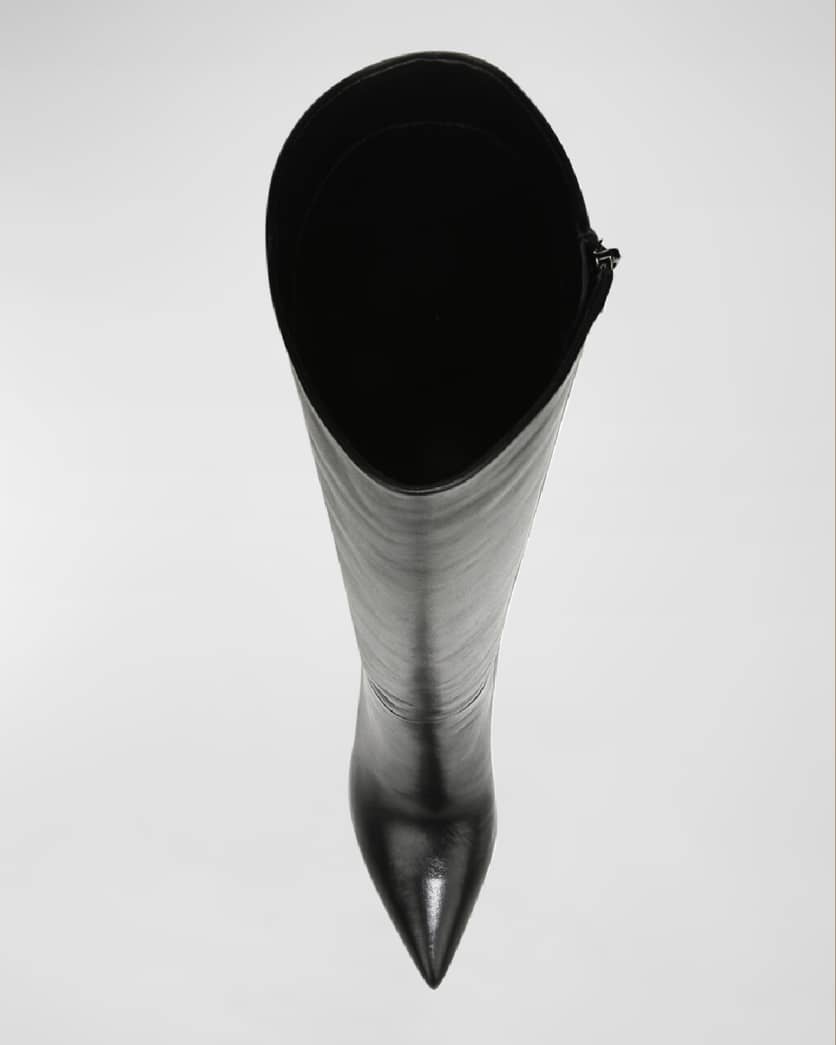 Lisa Leather Stiletto Wide-Calf Knee Boots 3