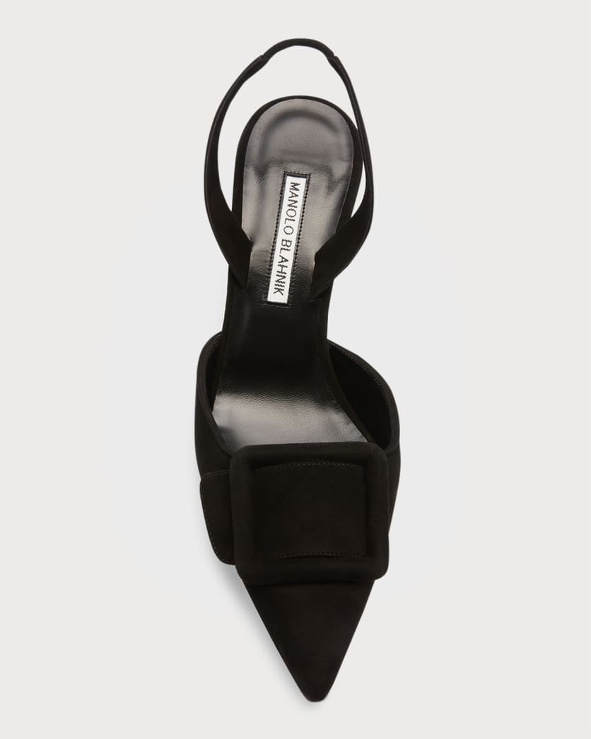Maysli Suede Buckle Halter Pumps 6