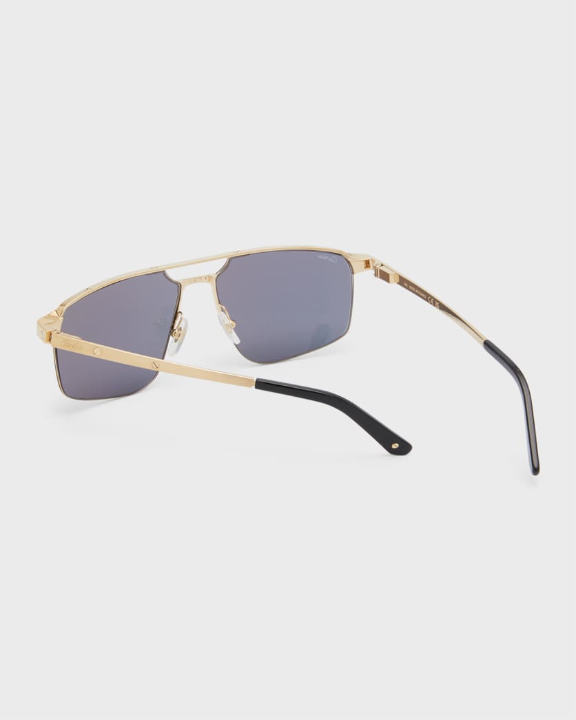 Men's Square Rimless Metal Sunglasses
