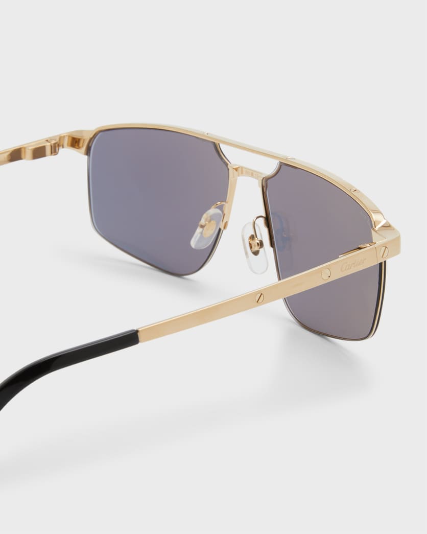 Men's Square Rimless Metal Sunglasses