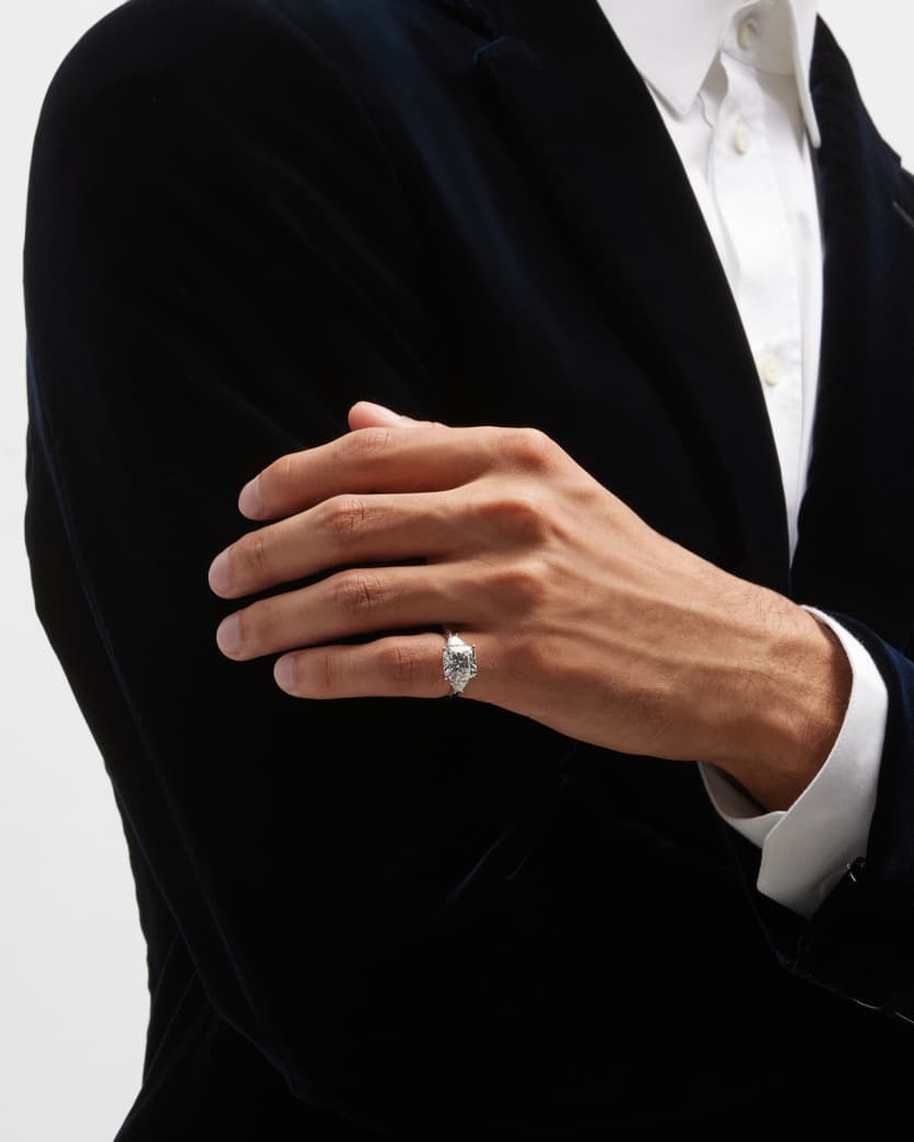 Lab Grown Diamond 18K White Gold Cushion and Trillion Ring