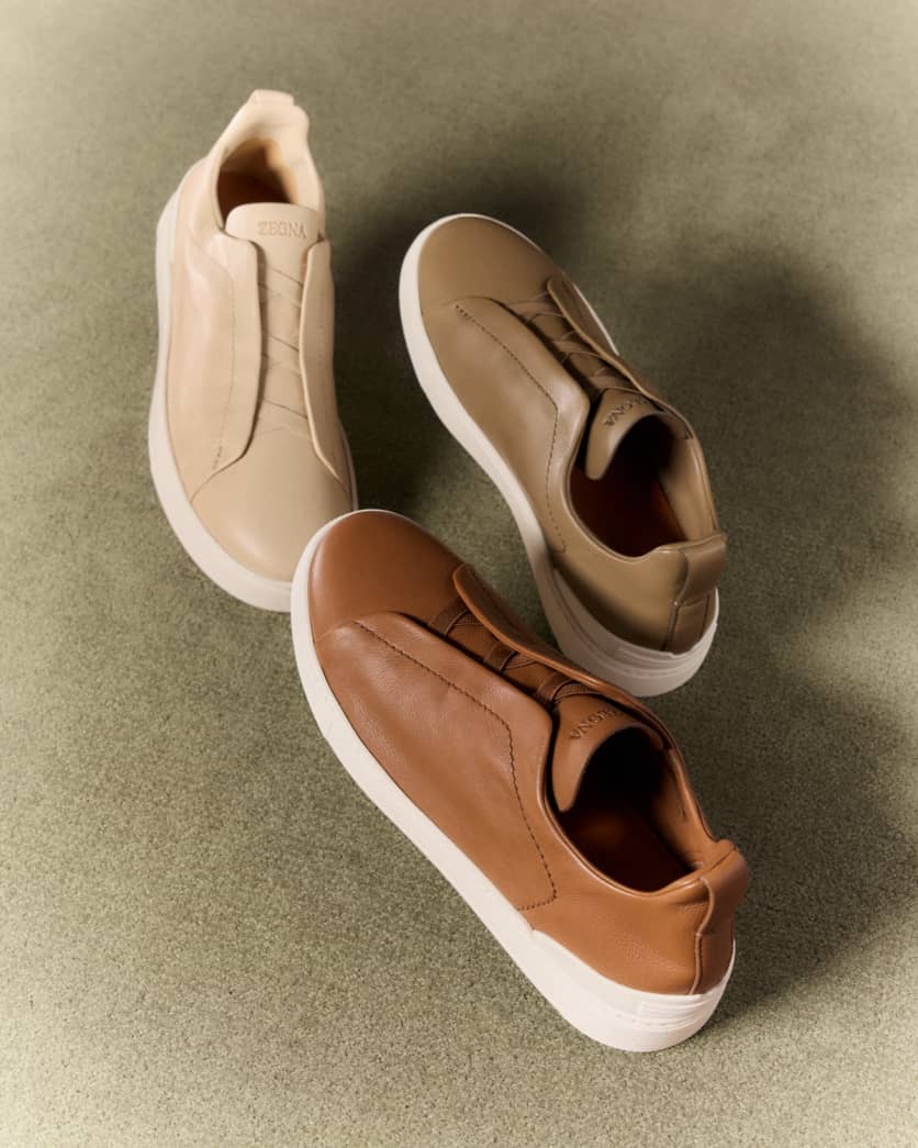 Men's Triple Stitch SECONDSKIN Leather Slip-On Sneakers