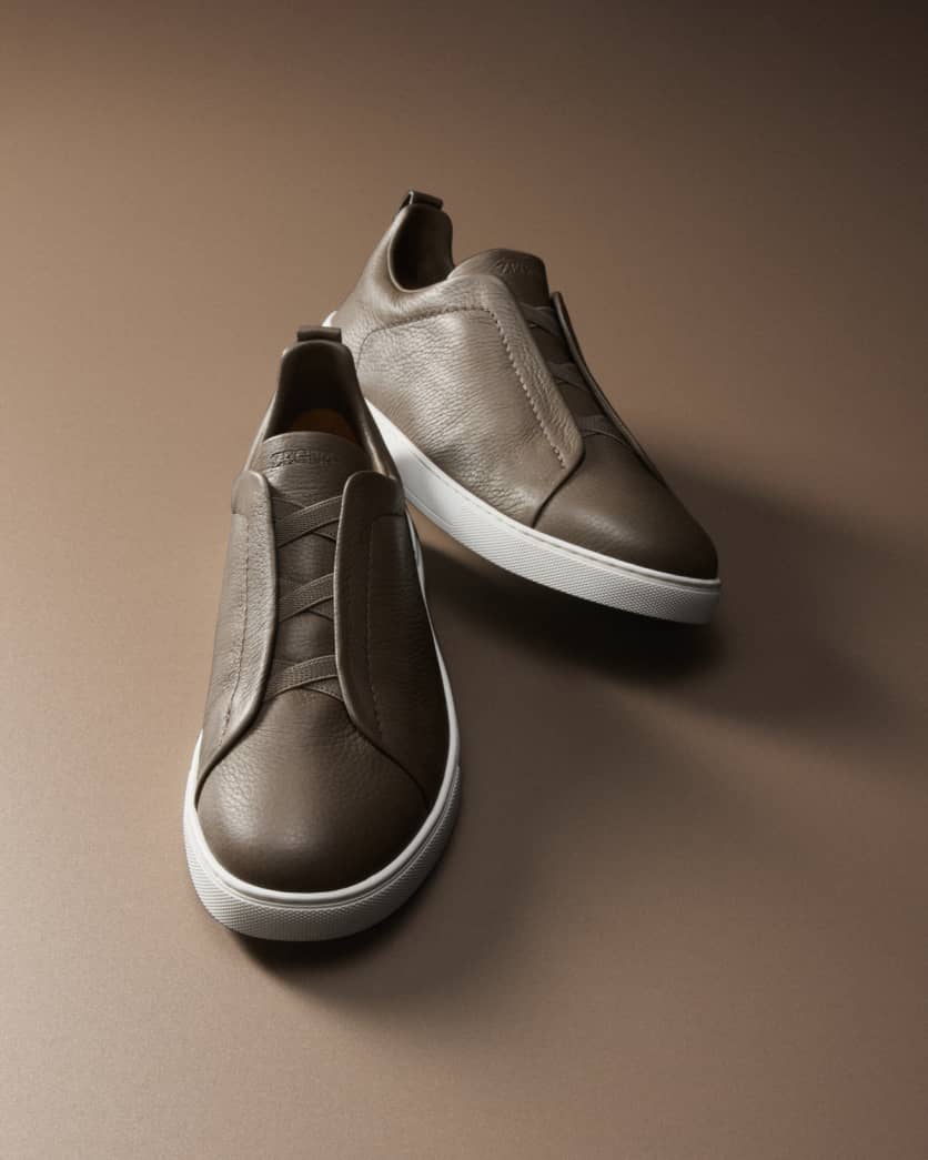 Men's Triple Stitch Deerskin Leather Sneakers