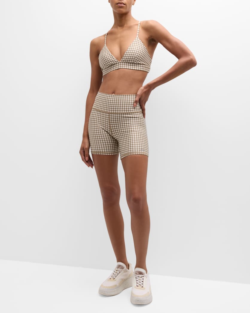 Airlift Gingham-Print Splendor Sports Bra