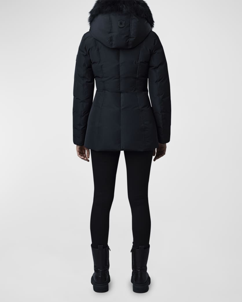 Adali Hooded Down Jacket with Shearling Collar
