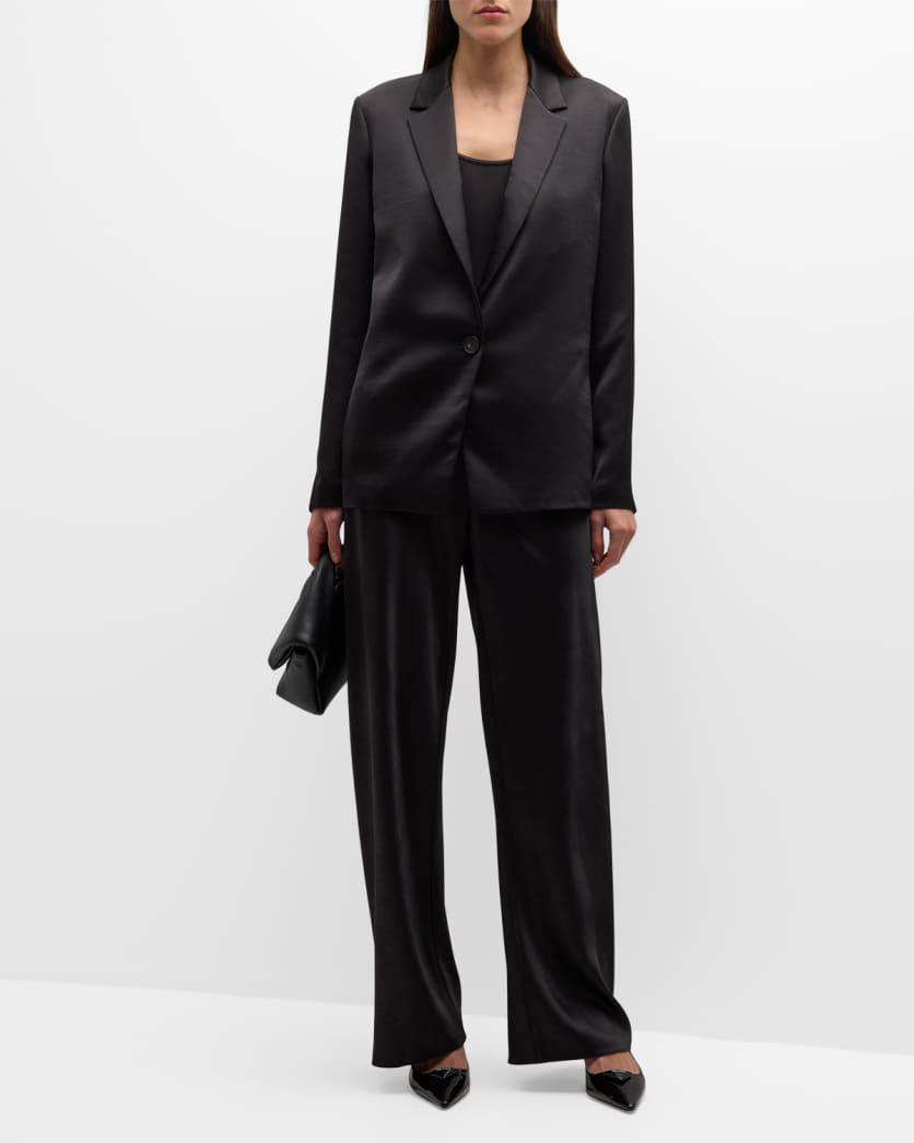 Fluid Bias-Cut Crushed Satin Pants