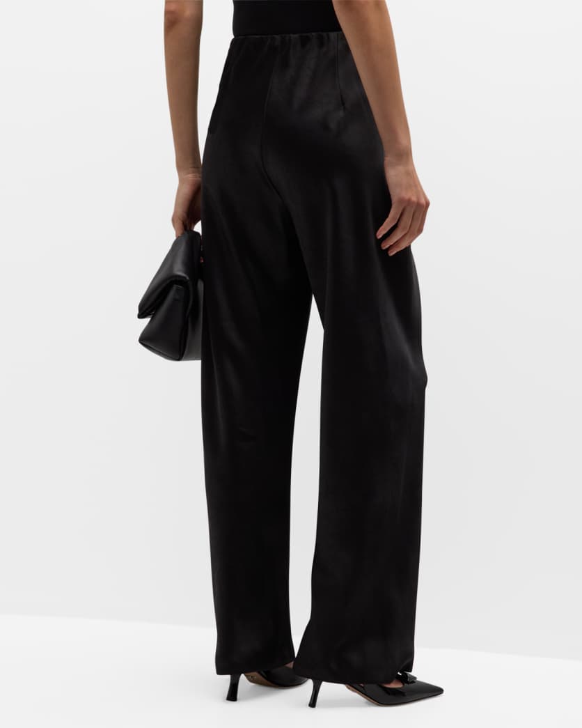 Fluid Bias-Cut Crushed Satin Pants