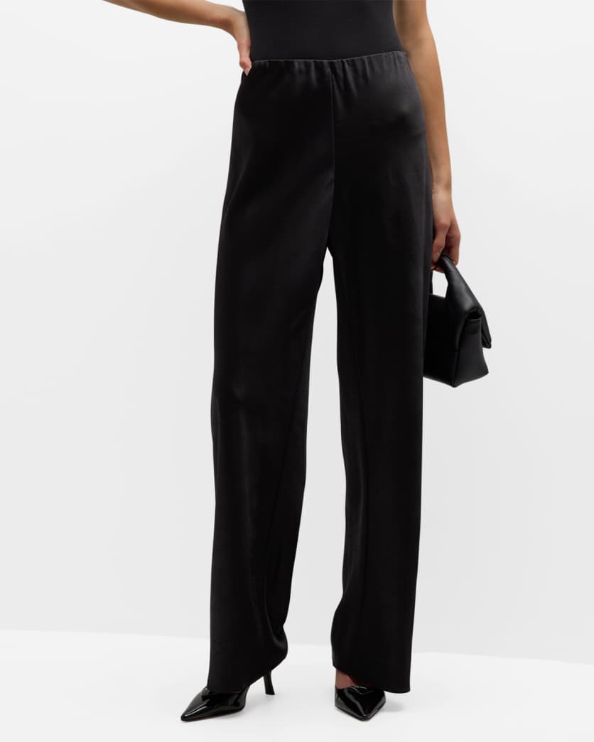 Fluid Bias-Cut Crushed Satin Pants