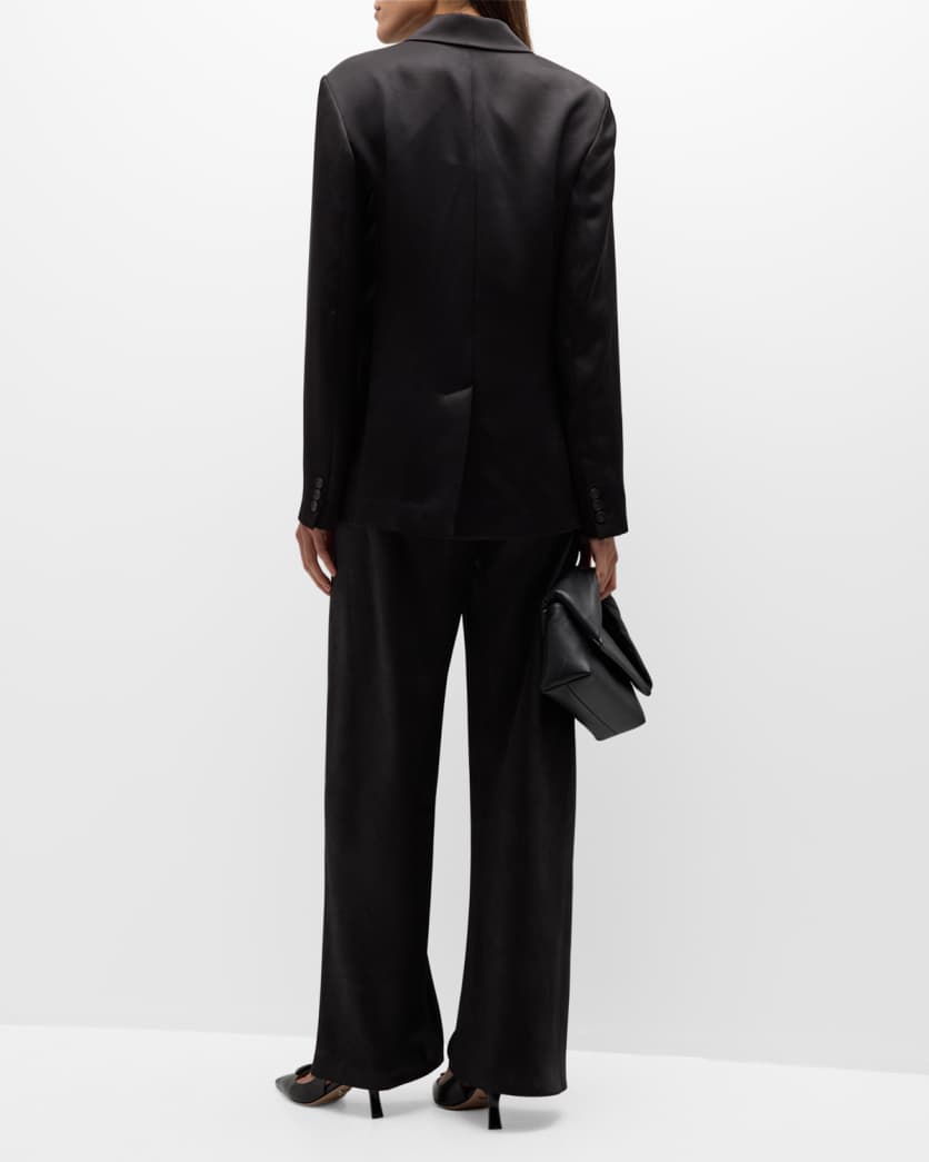 Fluid Bias-Cut Crushed Satin Pants