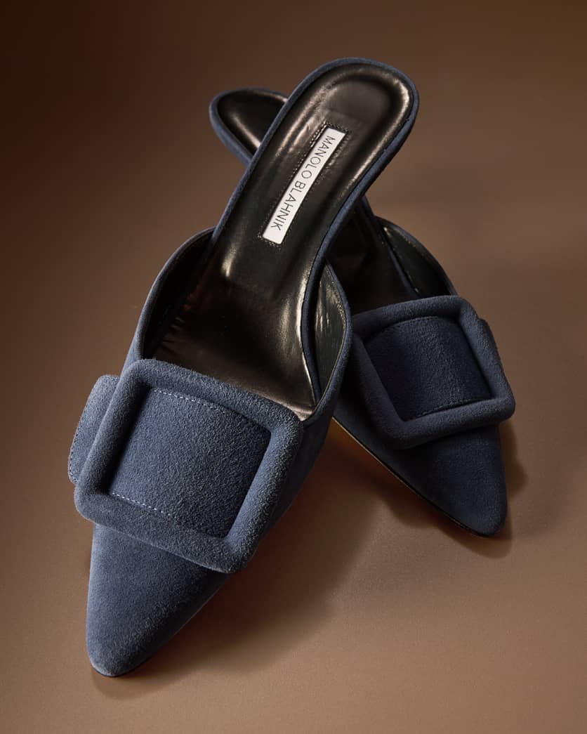 Maysale Suede Buckle Mules