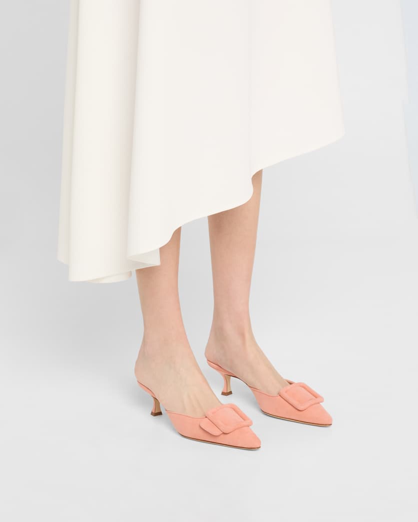 Maysale Suede Buckle Mules