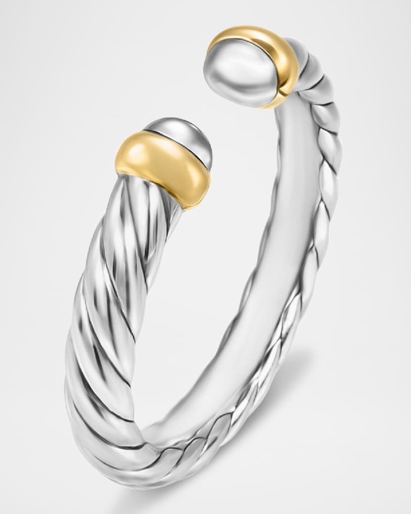Cable Flex Open Ring in Silver and 14K Gold, 3.4mm