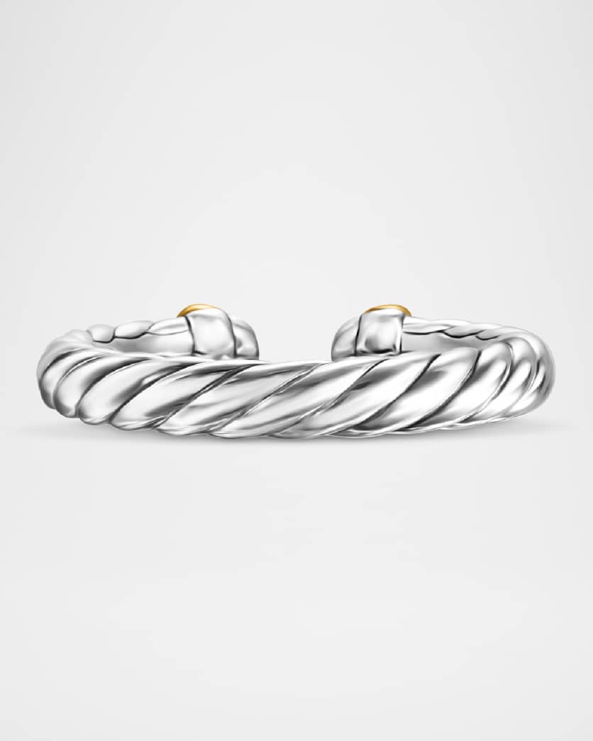 Cable Flex Open Ring in Silver and 14K Gold, 3.4mm