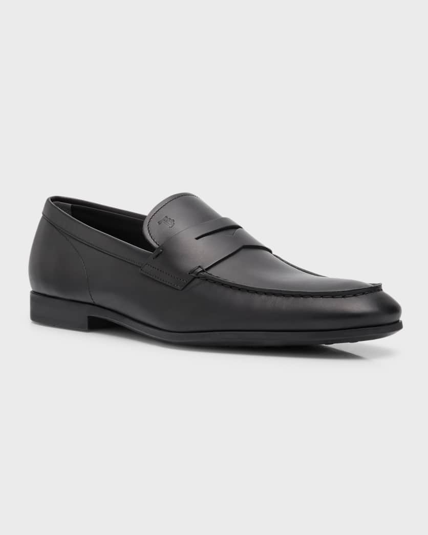 Men's Stamped-Logo Leather Penny Loafers